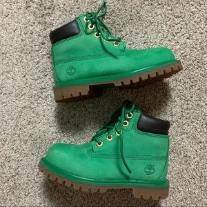 TIMBERLAND Toddler Boys KELLY GREEN Leather WORK Lace Up ANKLE BOOTS  8